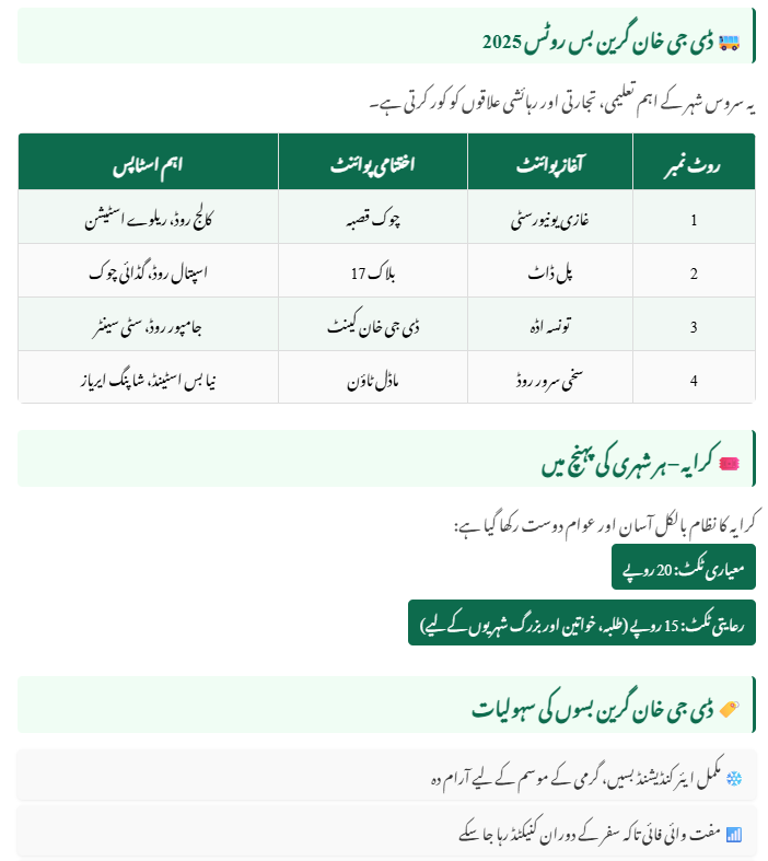 DG Khan Green Bus Service