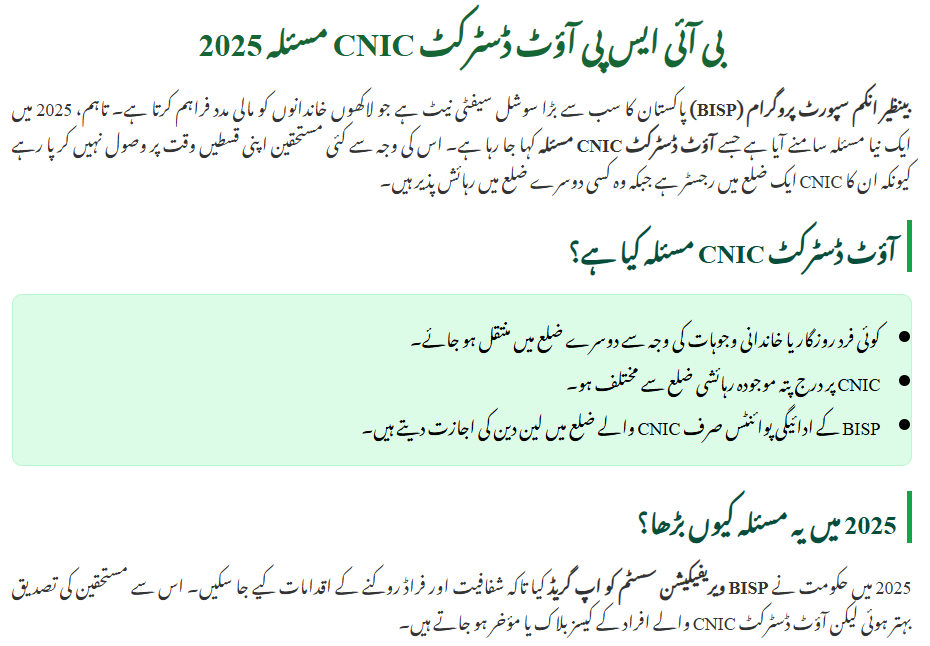 BISP Out-District CNIC Issue